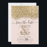 Modern lyxiury Guld Rosa Glitter Confetti Bröllop Spara Datumet<br><div class="desc">Elegant, glamoröst och modernt bröllop spara datum-kort är perfekt för contemporary och snyggt-paret. Den har ett faux-tryckt guld glatt glitter-konetti-spektakulerat färg-block ovanpå en enkel rosa-bakgrund. Baksidan visningar samma glitter men en tjockare . Den här chicen, lyxen och den unika designen blir en slå med alla dina gäster! ***VIKTIG DESIGN-ANMÄRKNING: Om...</div>