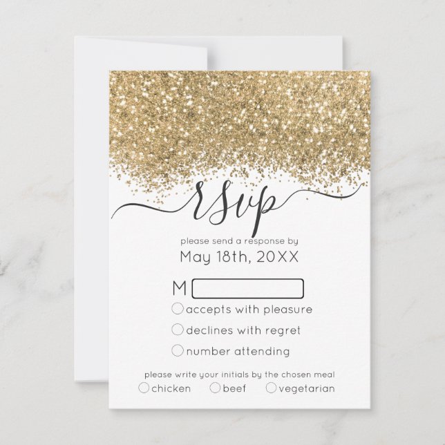 Modern lyxiury Guld White Glitter Confetti Bröllop OSA Kort (Framsida)