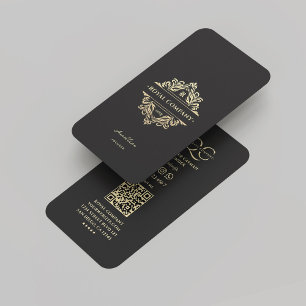Modern lyxmonogram Black Guld Ornament Logotyp Visitkort