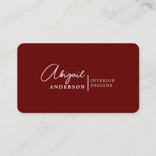 Modern lyxProfessionell Burgundy Namnteckning Visitkort (Framsida)