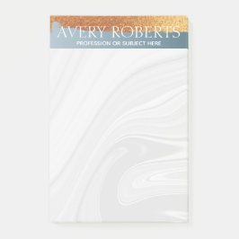 Modern lyxstålblått guld rand post-it block