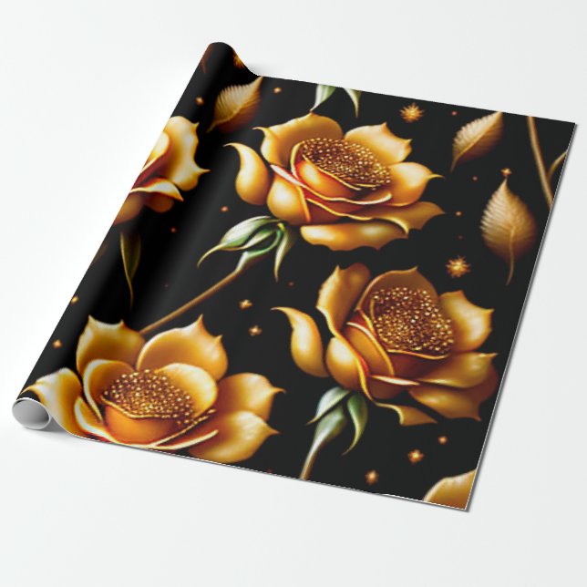 Modern lyxur Boho Guld Ro-samling Presentpapper (Utrullad)
