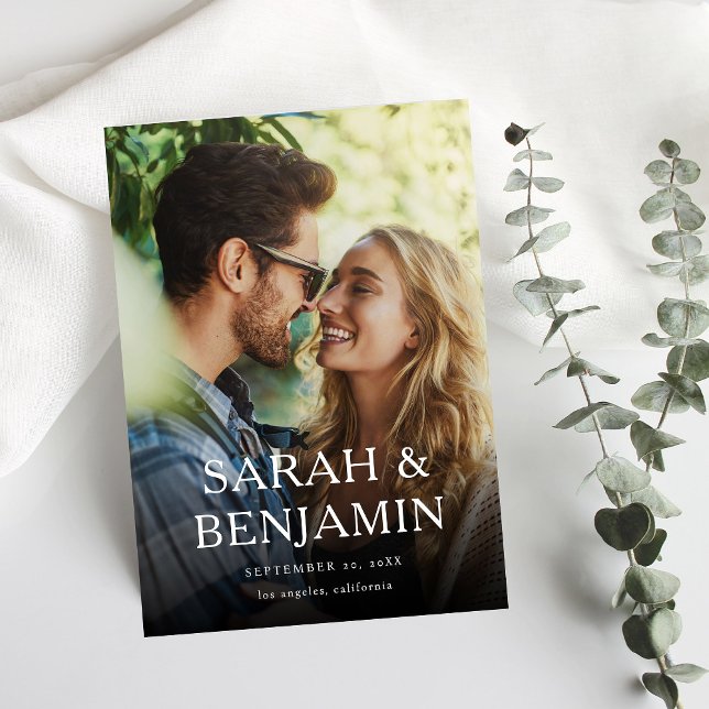 Modern M Photo Lodrät Chic Spara datum Inbjudningar (Skapare uppladdad)