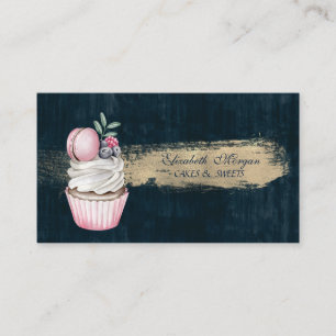 Modern Macaron Söt Cupcake Bageri Penseldrag Visitkort