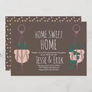 Modern Macrame Plant Hanger Planter House Warming Inbjudningar