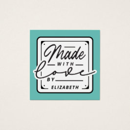 Modern Made med Kärlek-etikett Fyrkantigt Visitkort
