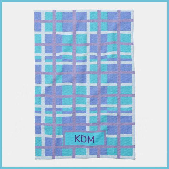 Modern Madras Lila och Blue Kökshandduk (Skapare uppladdad)