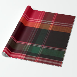 Modern Madras Play Red Grönt Square Mönster Presentpapper