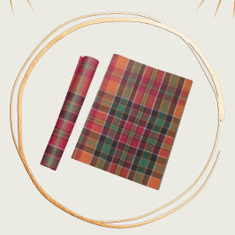 Modern Madras POrange Grönt Square Mönster Presentpapper