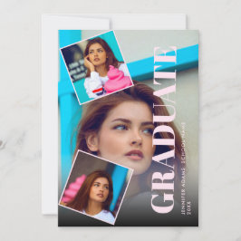 Modern Magazine 3 Photos Studenten-meddelande Inbjudningar