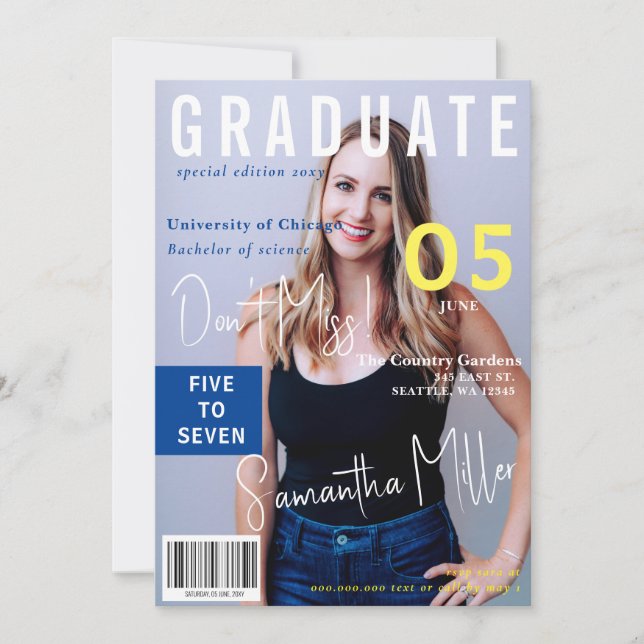 Modern Magazine Cover 2 Foton Studenten Inbjudningar (Framsida)