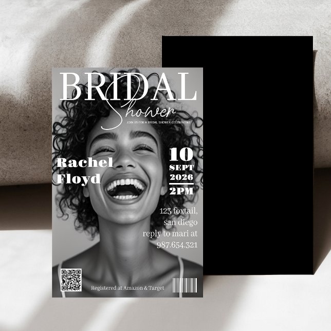 Modern Magazine Cover Bridal Shower Invitation Inbjudningar (Skapare uppladdad)
