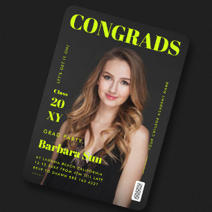 Modern Magazine Cover Grad Party Studentfest Inbjudningar