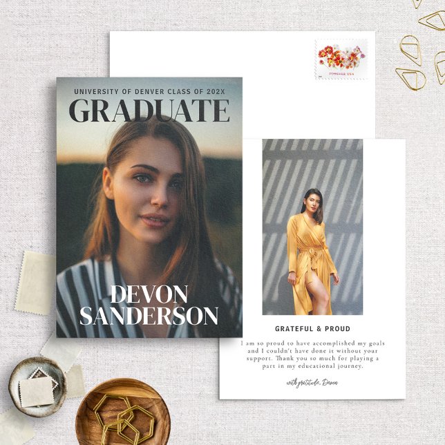 Modern Magazine Cover Studenten-meddelande Inbjudningar (Skapare uppladdad)