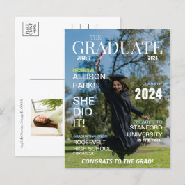 Modern Magazine Photo Studenten Inbjudan Vykort