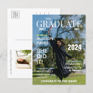 Modern Magazine Photo Studenten Inbjudan Vykort
