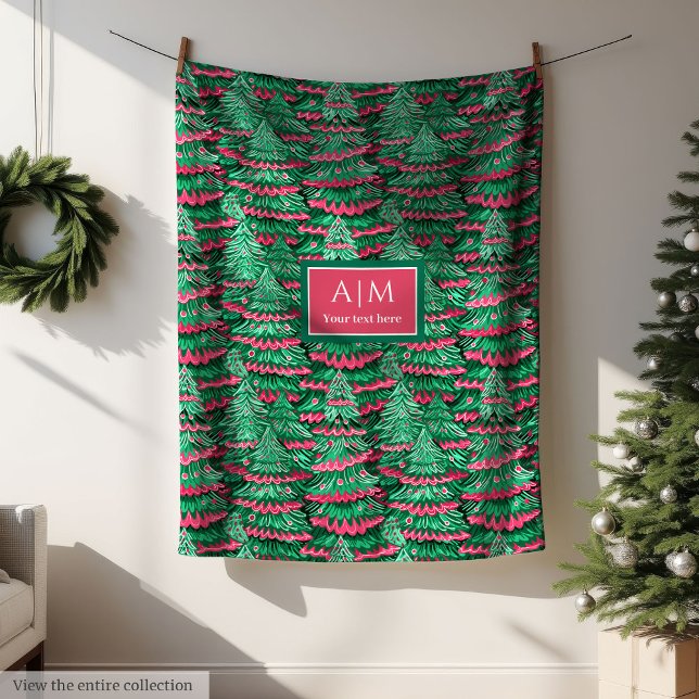 Modern magenta akvarell preppy semesterkasting kas fleecefilt (Modern magenta watercolor preppy holiday throw Fleece Blanket)
