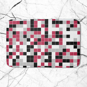Modern Magenta Black Grått Geometric Badrumsmatta