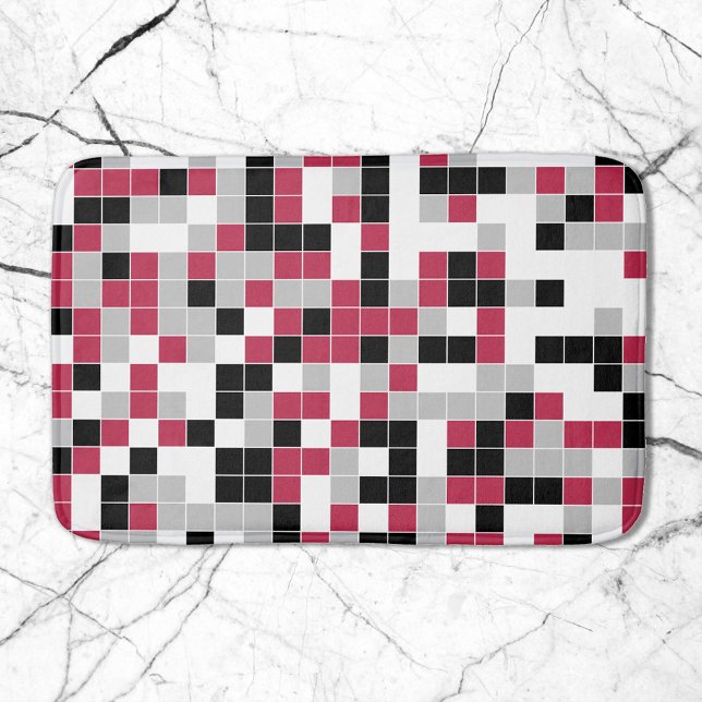 Modern Magenta Black Grått Geometric Badrumsmatta (Skapare uppladdad)