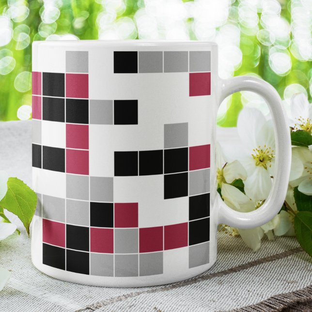 Modern Magenta Black Grått Geometric Kaffemugg (Skapare uppladdad)