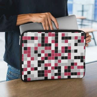 Modern Magenta Black Grått Geometric Laptop Fodral