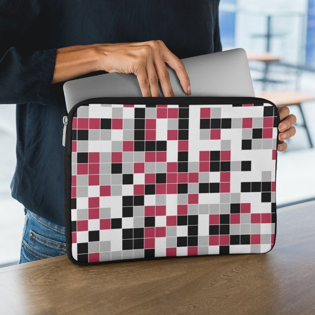 Modern Magenta Black Grått Geometric Laptop Fodral (Skapare uppladdad)