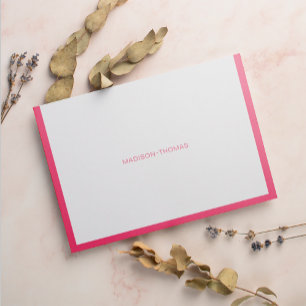 Modern Magenta Gräns Namn Stationery Anteckningskort