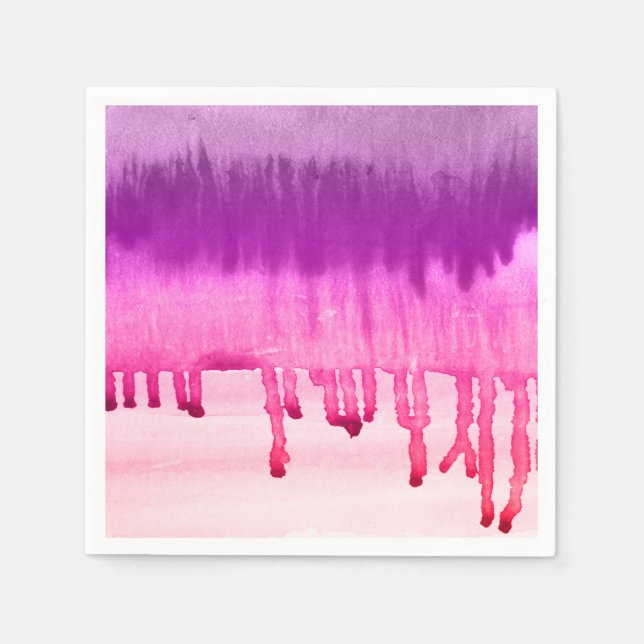 Modern Magenta Lila Watercolor Ombre Pappersservett (Framsidan)