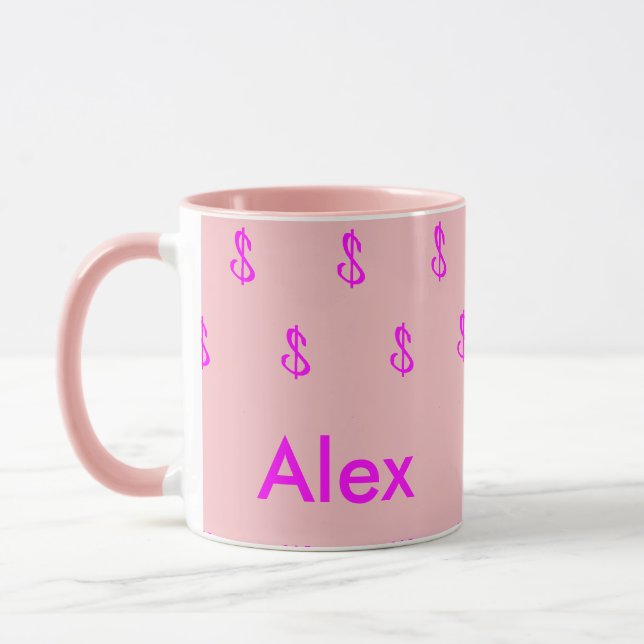 Modern Magenta och Rosa Monogram Mönster Mugg (Vänster)