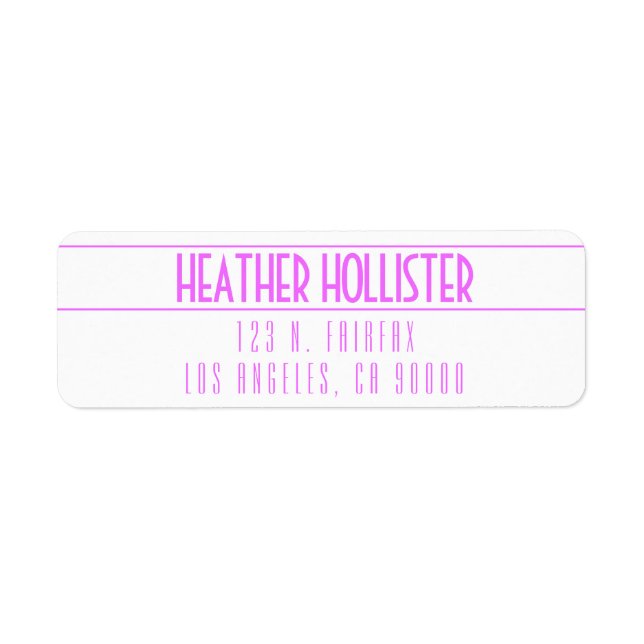 Modern Magenta och vit Returadress Etikett (Framsidan)
