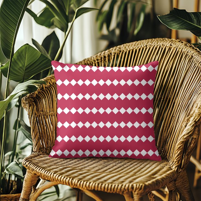 Modern Magenta Röd Geometrisk Mönster Kudde (Skapare uppladdad)