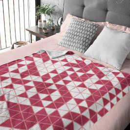 Modern Magenta Rosa White Geometric Triangles Fleecefilt