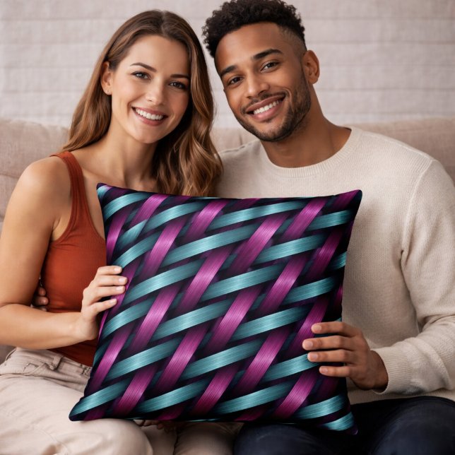 Modern Magenta Teal Geometrisk Kuddthrow Kudde (Skapare uppladdad)