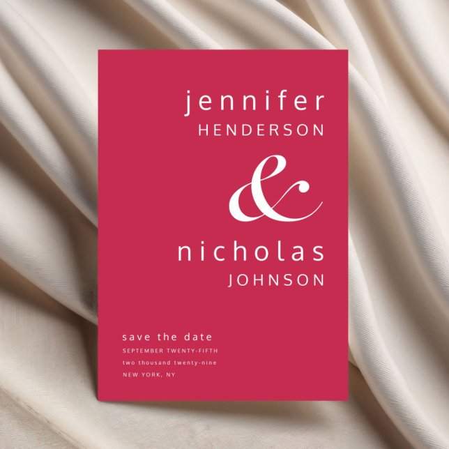 Modern Magenta Typografi Spara Datumet (Modern Magenta Ampersand Typography Save The Date)