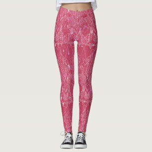 Modern Magenta Valentine med Snöre-utseende Leggings