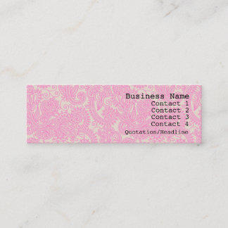 Modern mager visitkort för rosa Paisley mönster