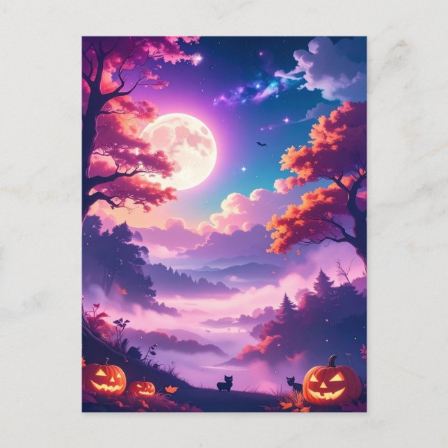 Modern magisk Halloween Vykort (Framsida)
