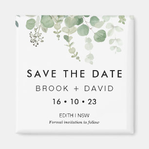 Modern magnet Eucalyptus Bröllop spara datum