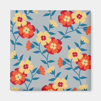 Modern magnet för gult och blå Blommigt