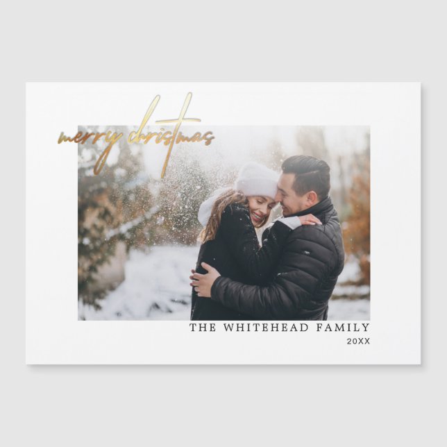 Modern Magnetic Card Guld White God jul (Framsida)