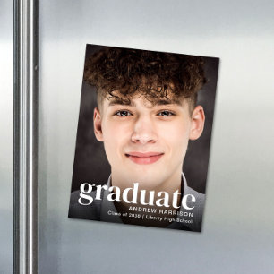 Modern magnetisk varning för foto Studenten Inbjudningskort