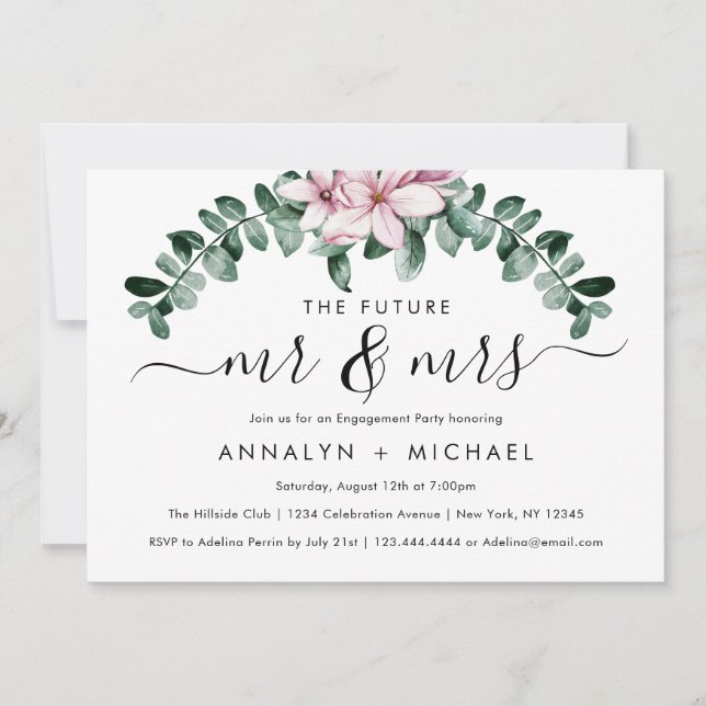 Modern Magnolia Future Mr och Mrs Förlovningsfest Inbjudningar (Framsida)