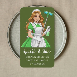 Modern Maid House Cleaning Housekeeping Luxury Visitkort