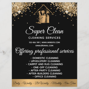 Modern Maid Städning House Sparkling Guld Glitter Reklamblad