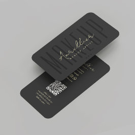 Modern Makeup Artist Black Monogram Visitkort