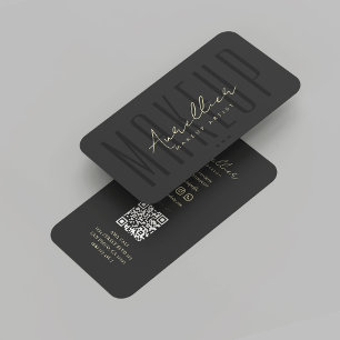 Modern Makeup Artist Black Monogram Visitkort