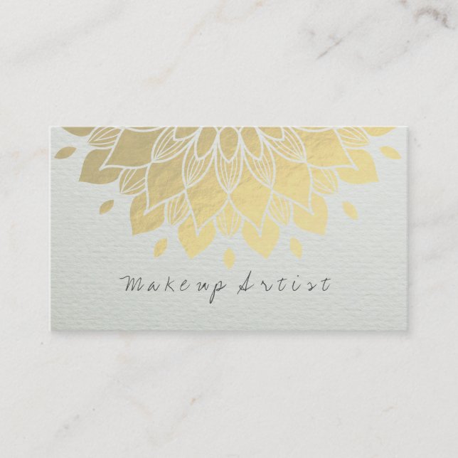 Modern Makeup Artist Elegant Faux Gold Foil Blommi Tidsbeställning Kort (Framsida)