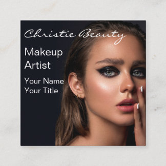 Modern Makeup Artist elegant-skript för kundfoto Fyrkantigt Visitkort