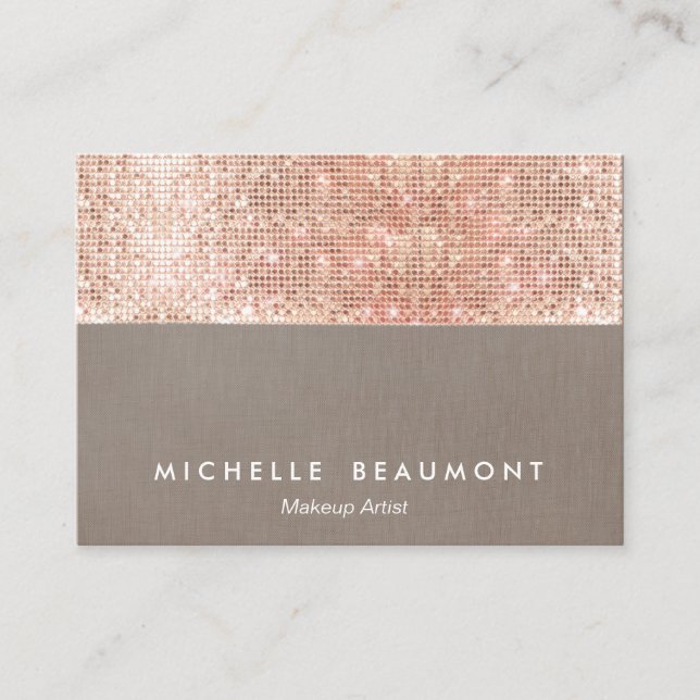 Modern Makeup Artist Faux Ro Guld Sequins Visitkort (Framsida)