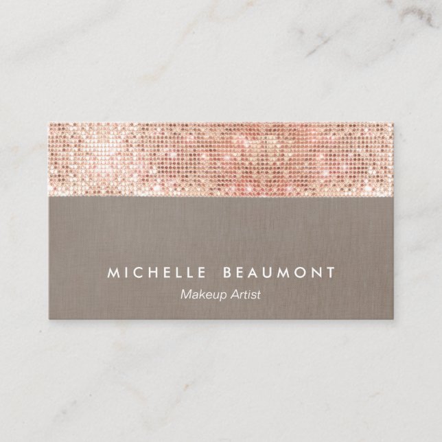 Modern Makeup Artist Faux Ro Guld Sequins Visitkort (Framsida)